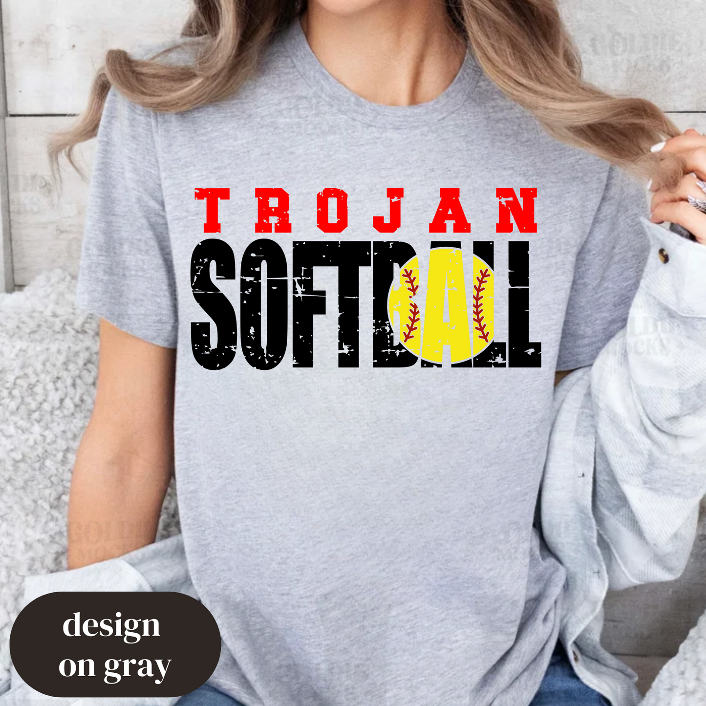 Softball (Block/Distressed)