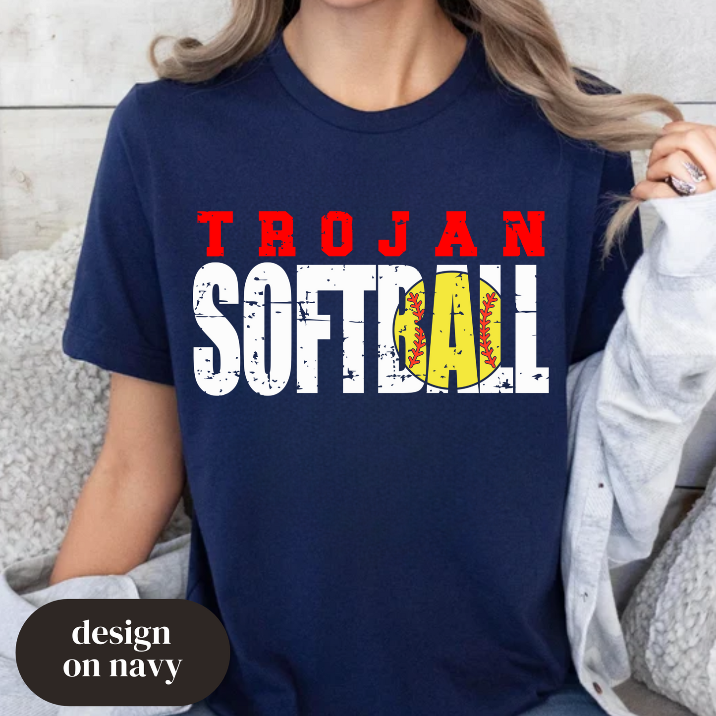 Softball (Block/Distressed)